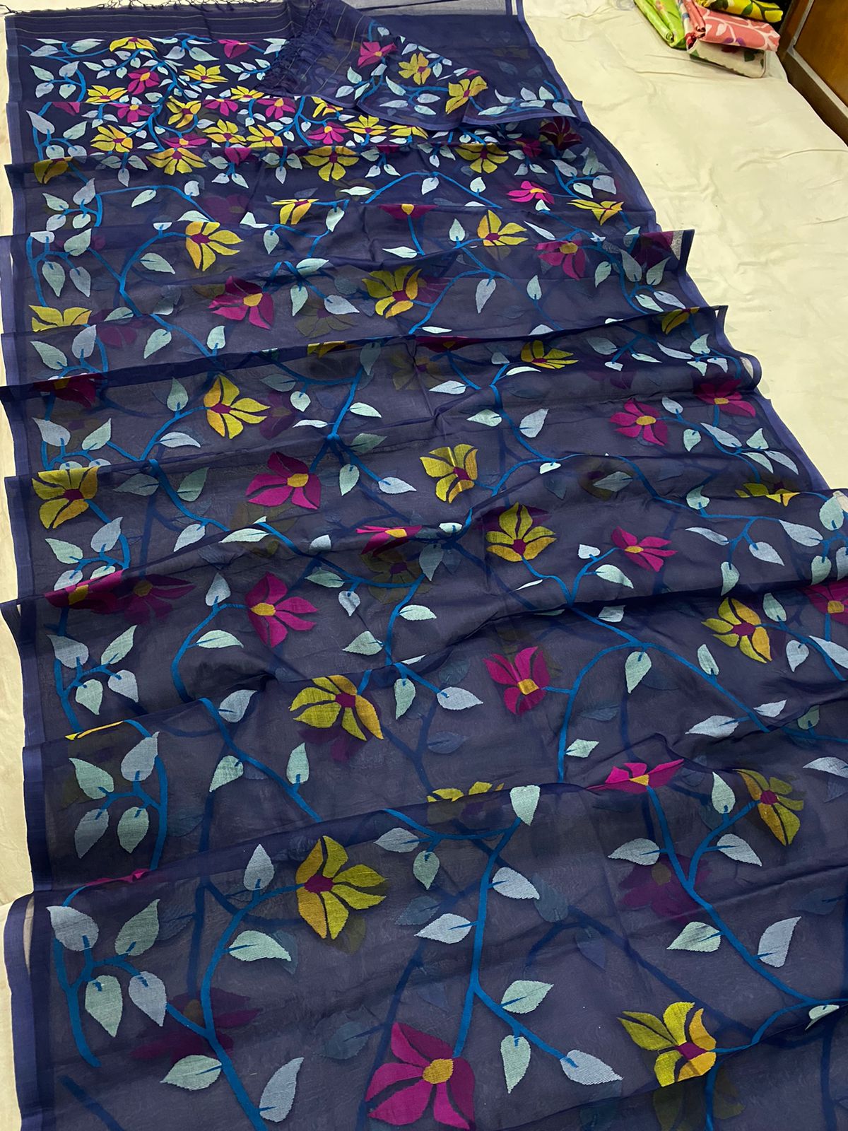 Lanisha muslin jamdani saree - Saffronfashionindia