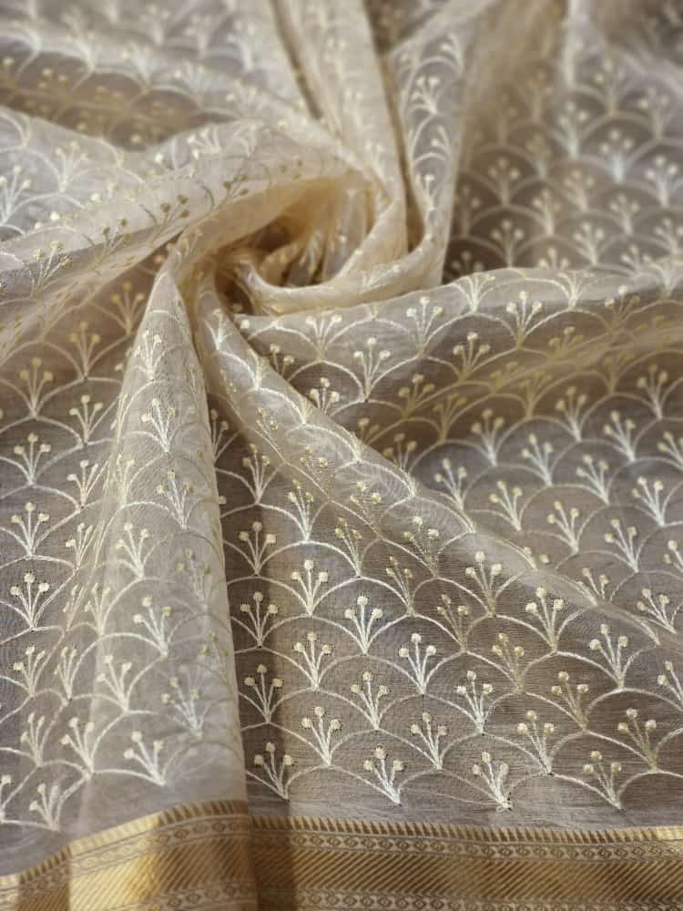 Pichwai based organza Silk saree - Saffronfashionindia
