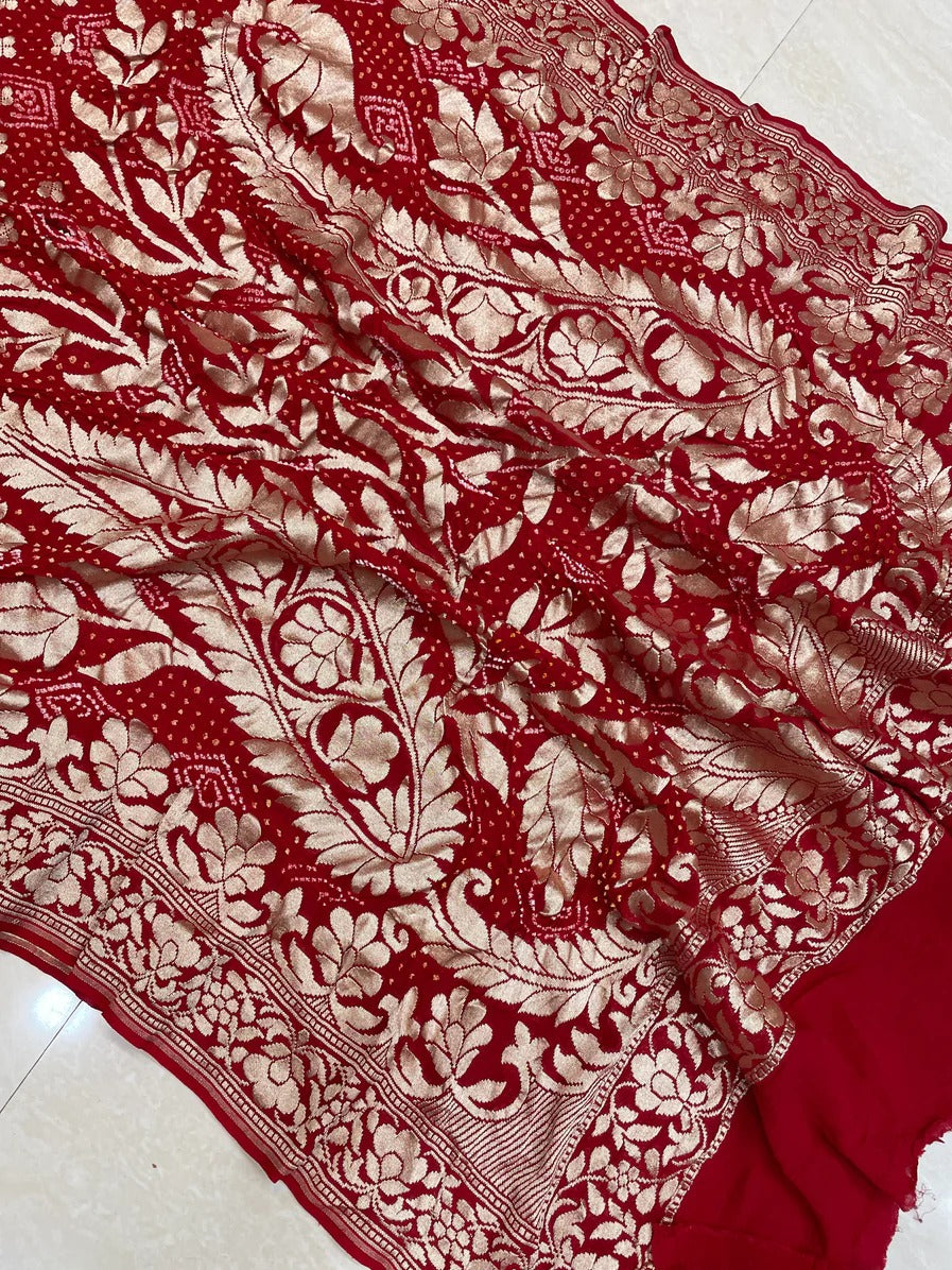 Mahima Banarsi bandhej dupatta - Saffronfashionindia