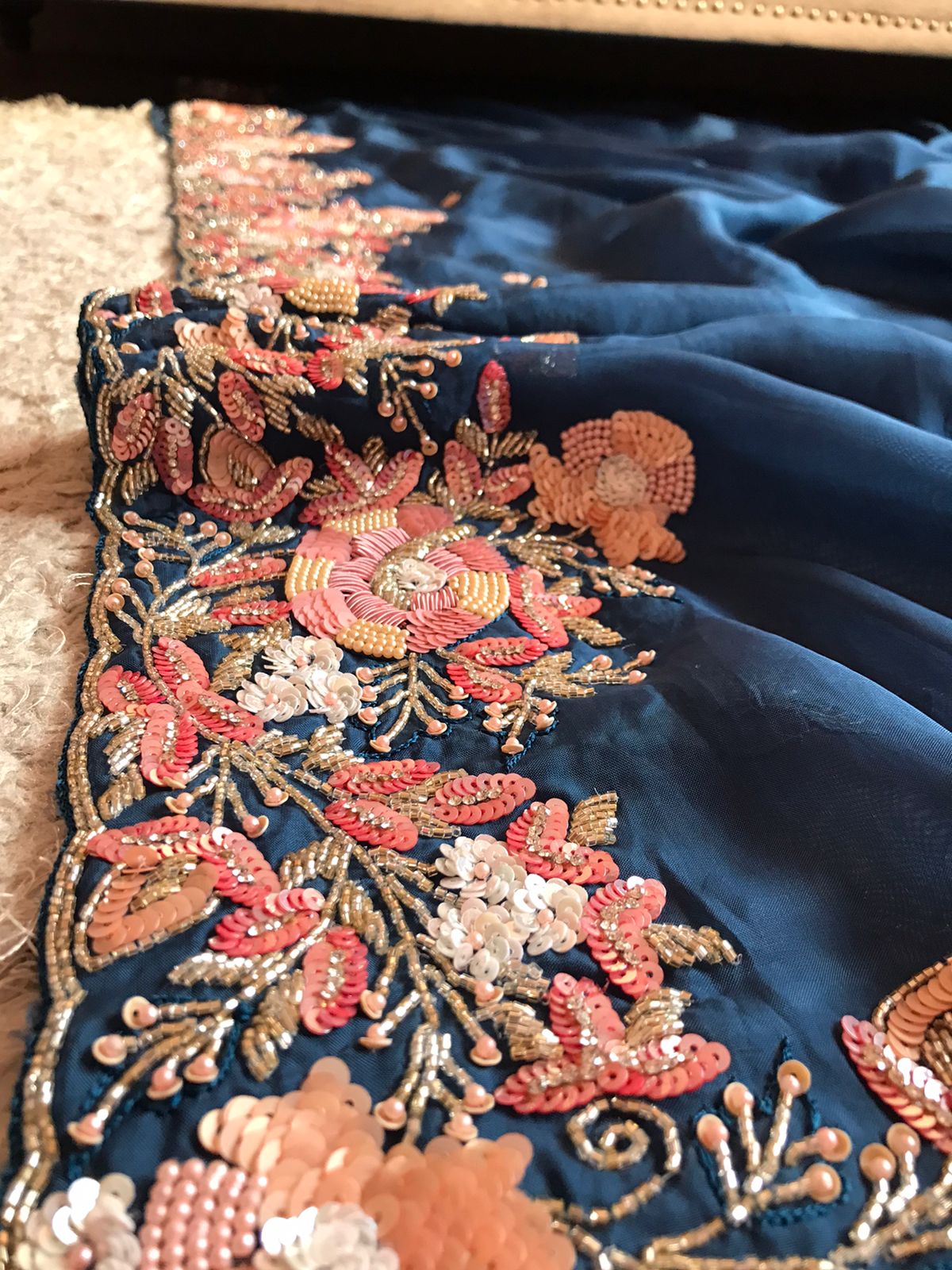 Premium organza embroidery zardosi saree - Saffronfashionindia