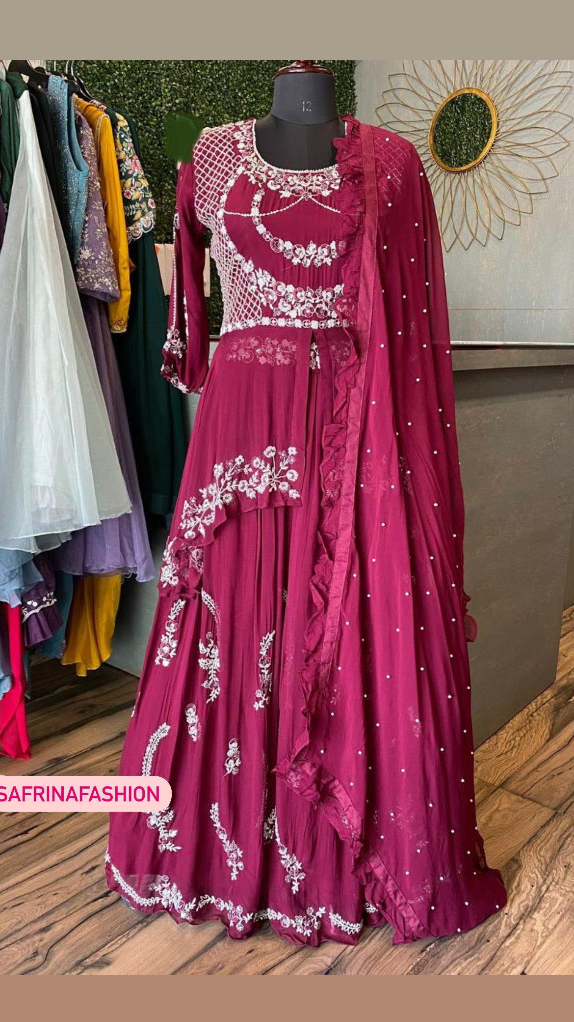 Nishad embroidered gown bridal dress - Saffronfashionindia