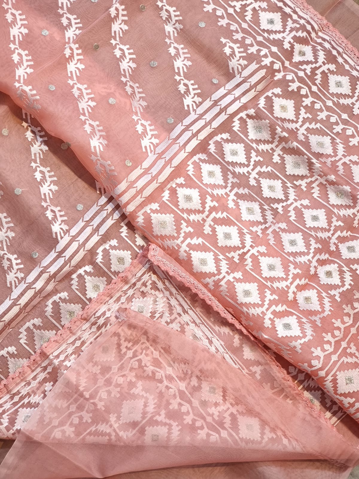 Nivara organza dhakai inspired saree - Saffronfashionindia