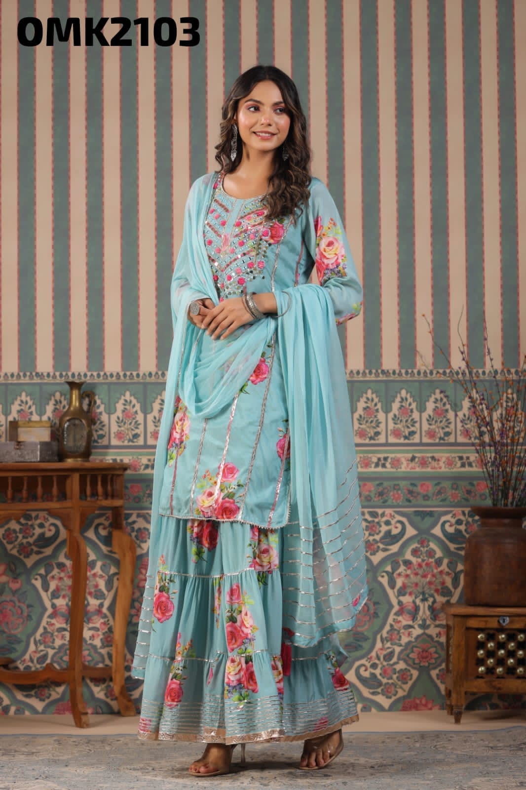 Floral sharara beautiful dress partywear dress - Saffronfashionindia