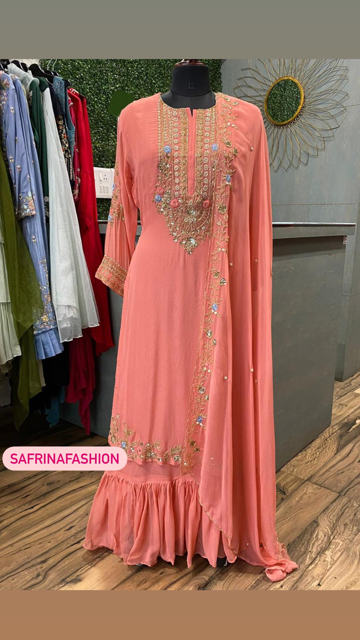 Peach beautiful wedding salwar kameez - Saffronfashionindia