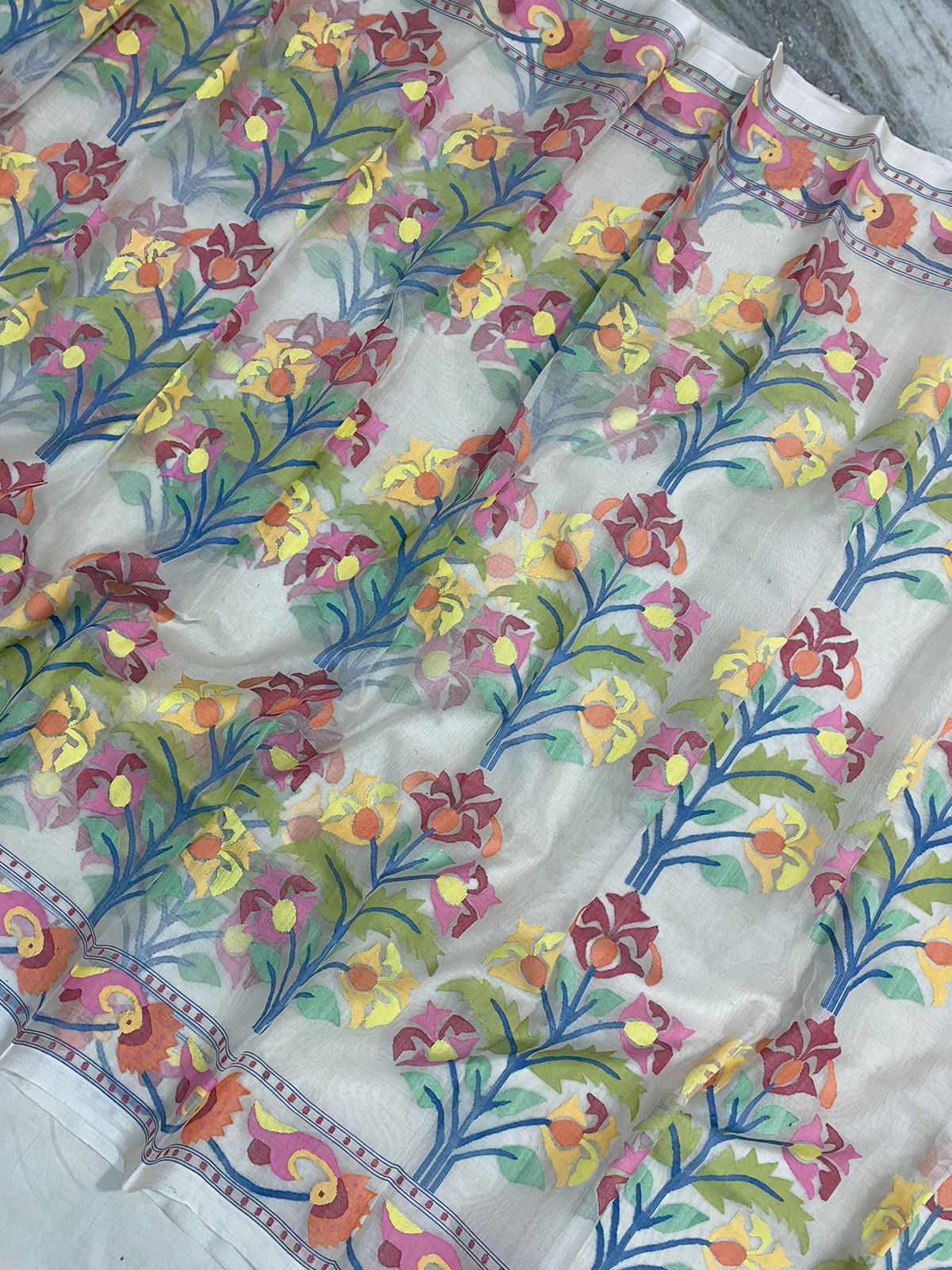 Blossom tantuj jamdani handloom sarees - Saffronfashionindia