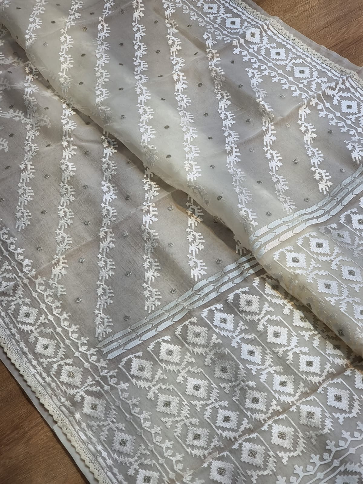 Nivara organza dhakai inspired saree - Saffronfashionindia