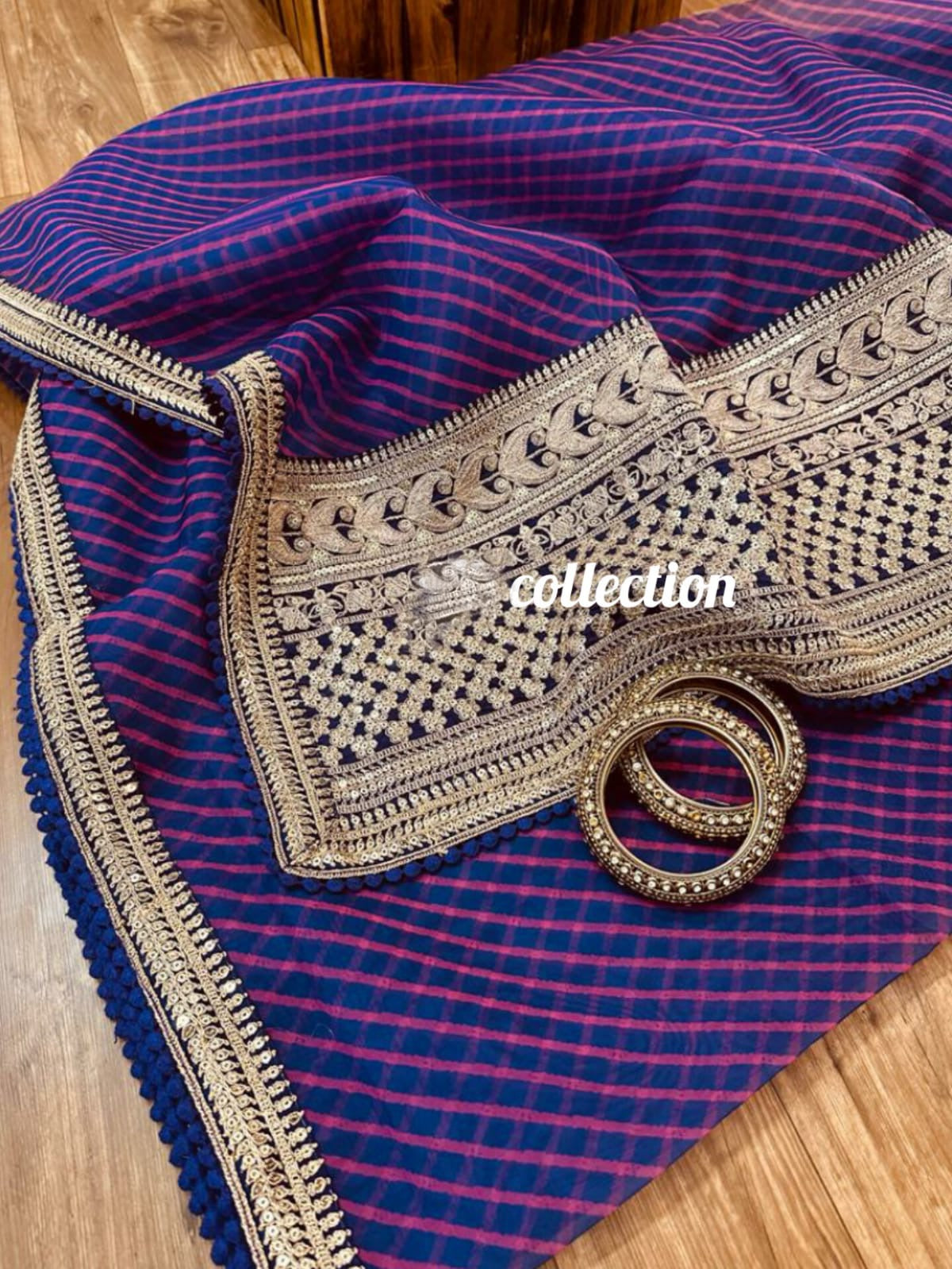 Purple Lehariya organza saree - Saffronfashionindia