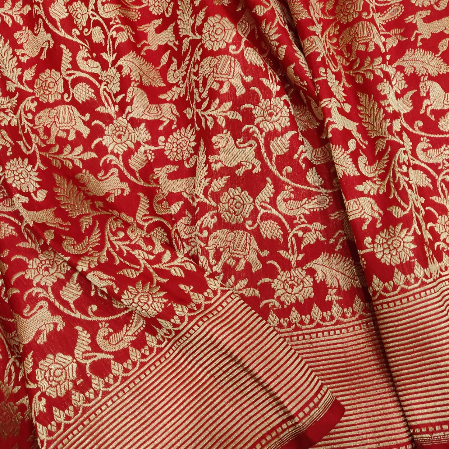 Rivaaz red bridal Katan silk sarees - Saffronfashionindia