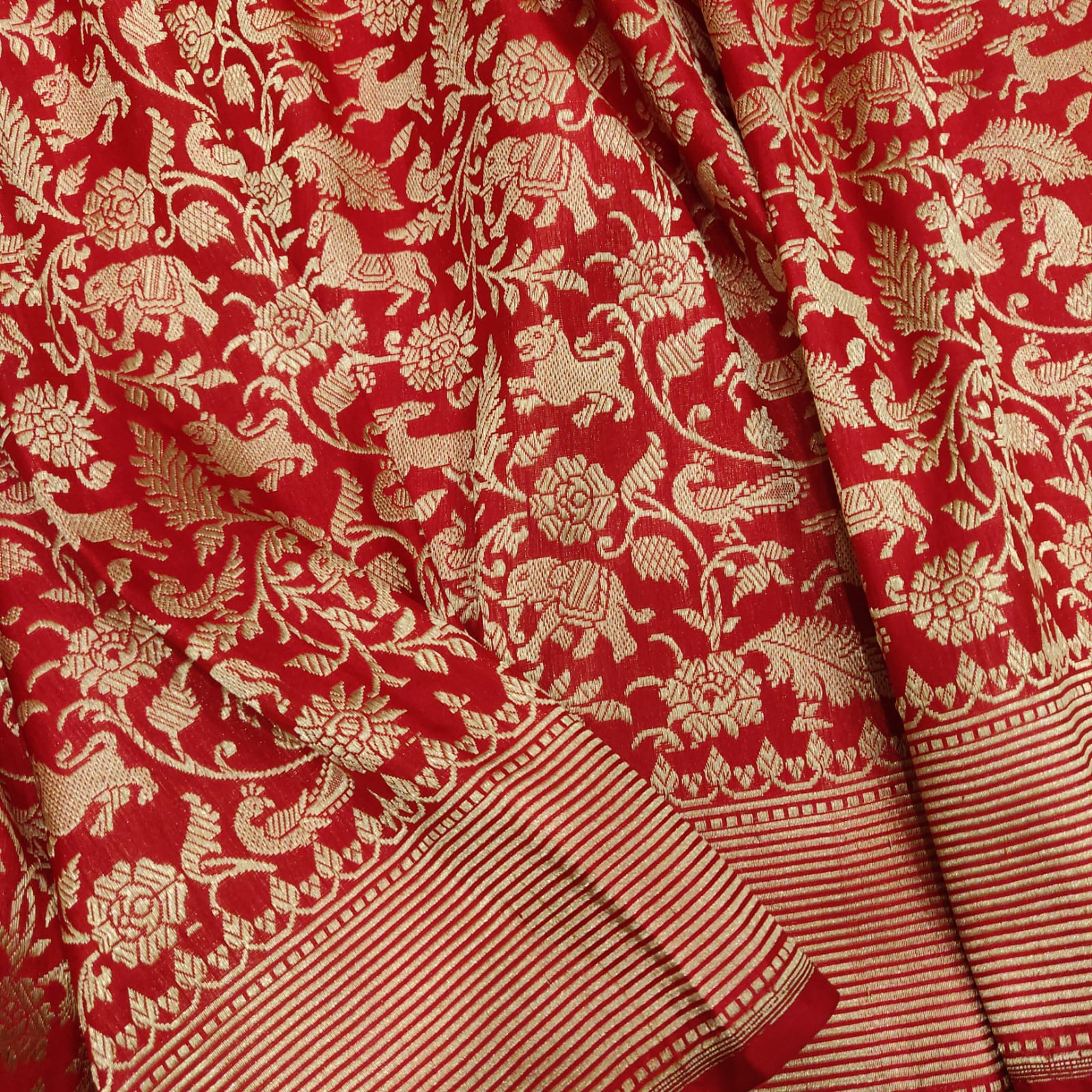 Rivaaz red bridal Katan silk sarees - Saffronfashionindia