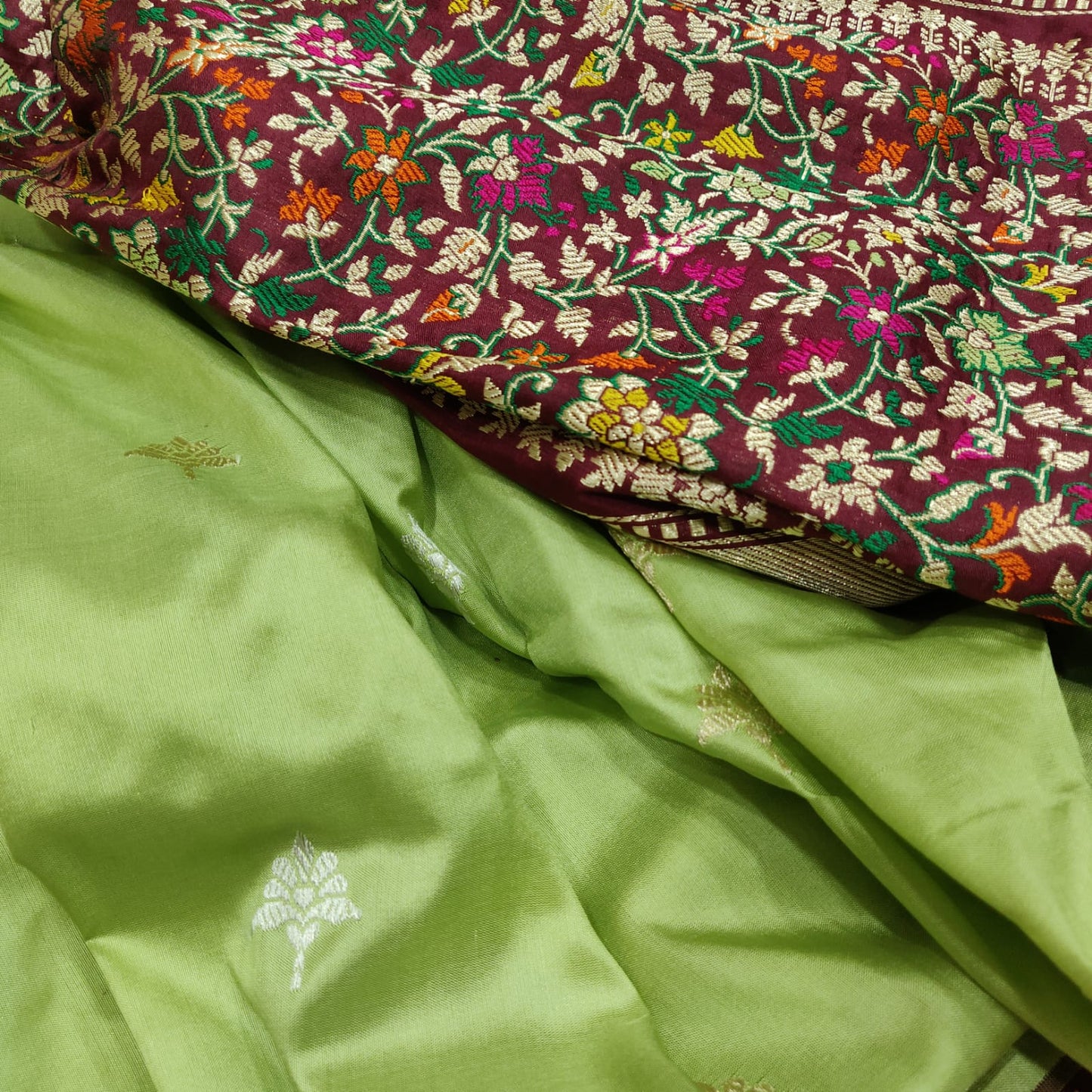 Vintage Banarsi Katan silk saree - Saffronfashionindia