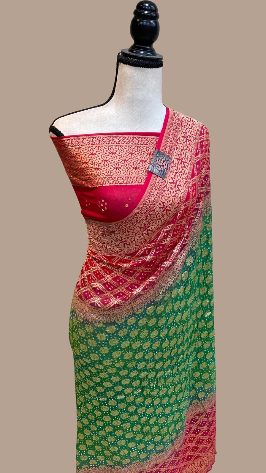 Rubina gorgette Banarsi saree - Saffronfashionindia