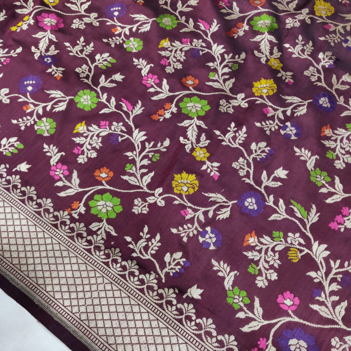 Gulpanaz handwoven Katan silk saree - Saffronfashionindia