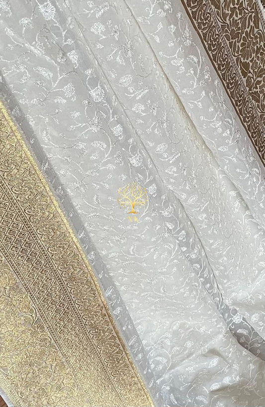 Chikankari gorgette Indian traditional saree - Saffronfashionindia