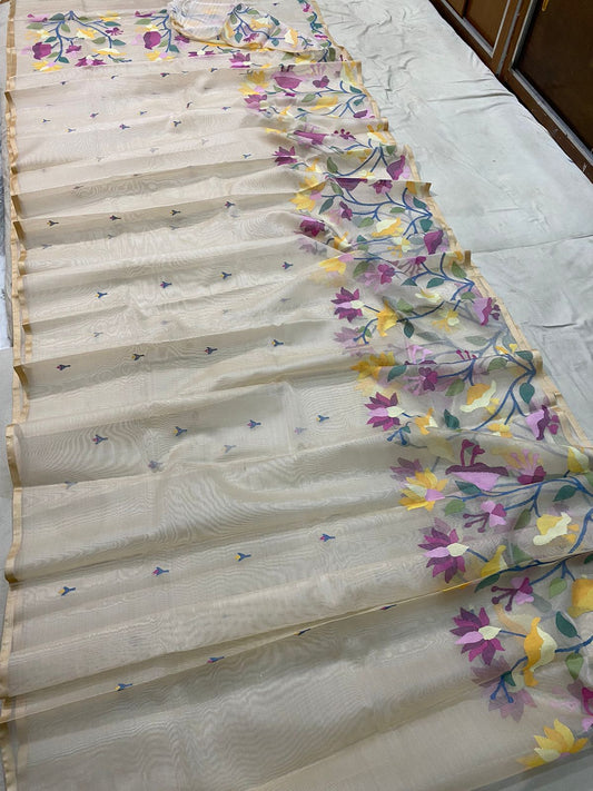 Alpa muslin jamdani saree - Saffronfashionindia