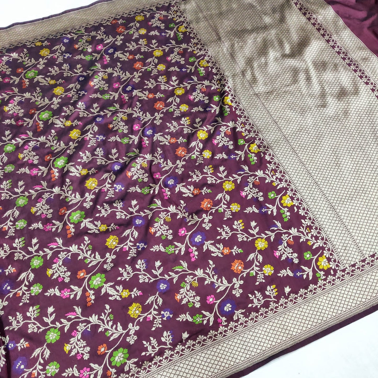 Gulpanaz handwoven Katan silk saree - Saffronfashionindia