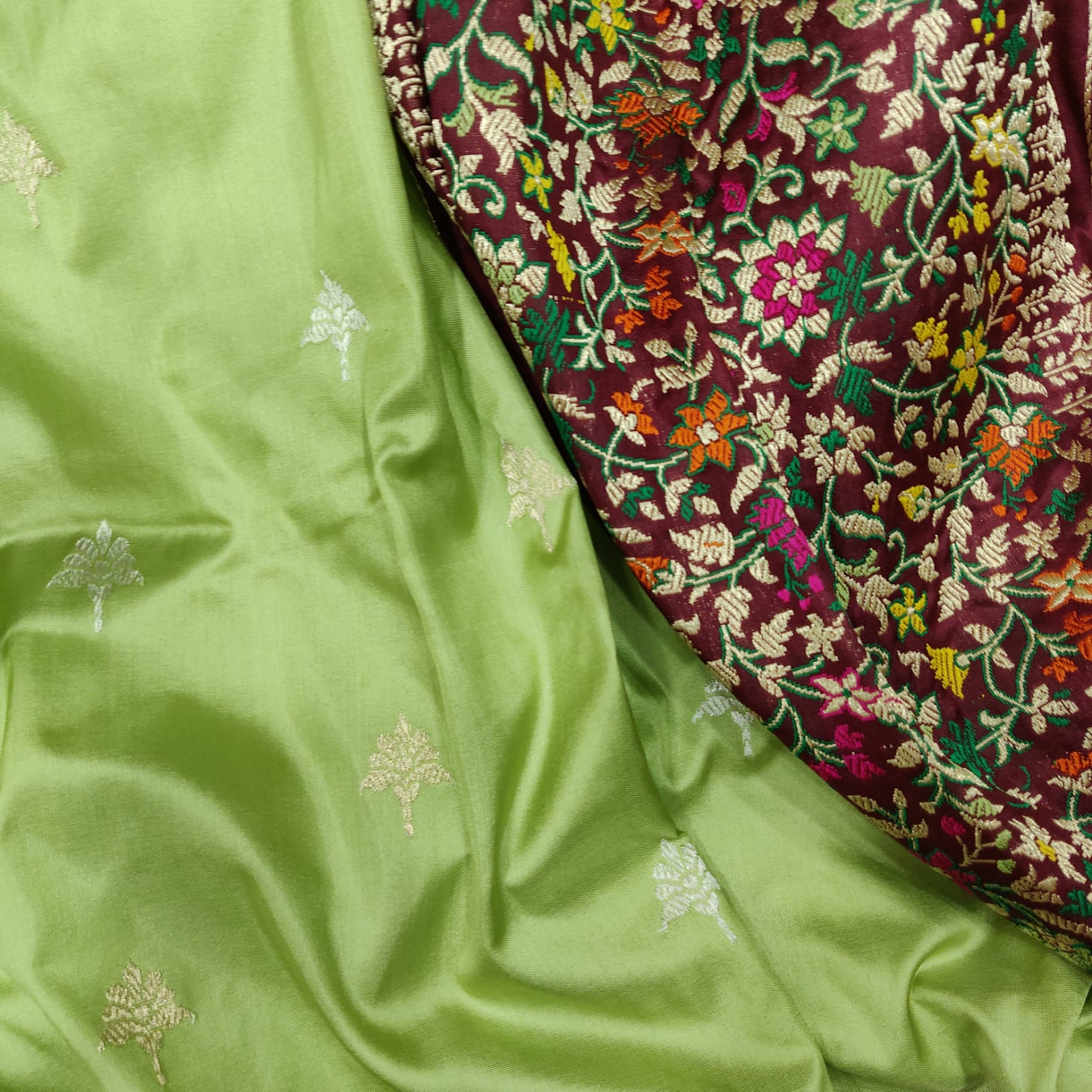 Vintage Banarsi Katan silk saree - Saffronfashionindia