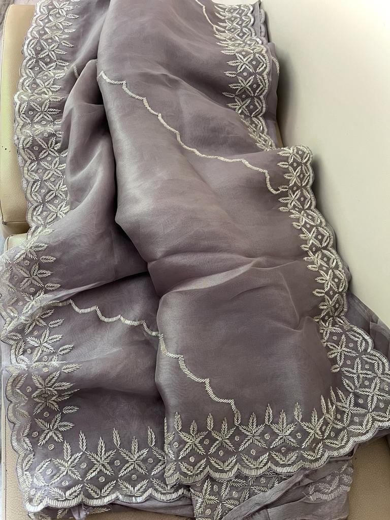 Piyali indian partywear organza saris - Saffronfashionindia