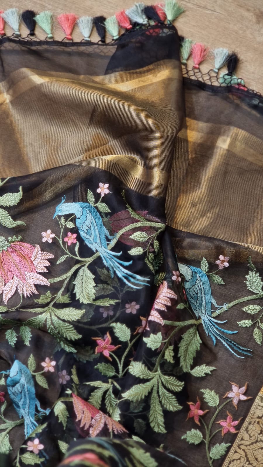Lilac inspired embroidered saree - Saffronfashionindia