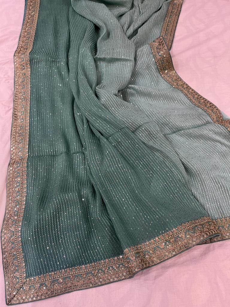 Valia gorgette sequence saree - Saffronfashionindia