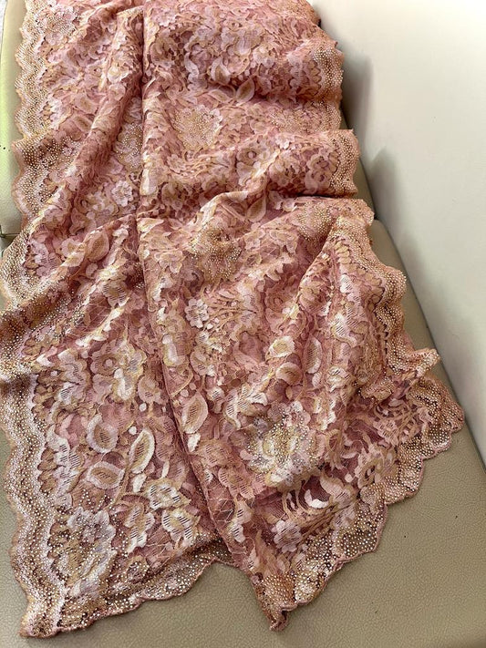 Kinzal Chaintley lace saree swarosvki inspired sari - Saffronfashionindia