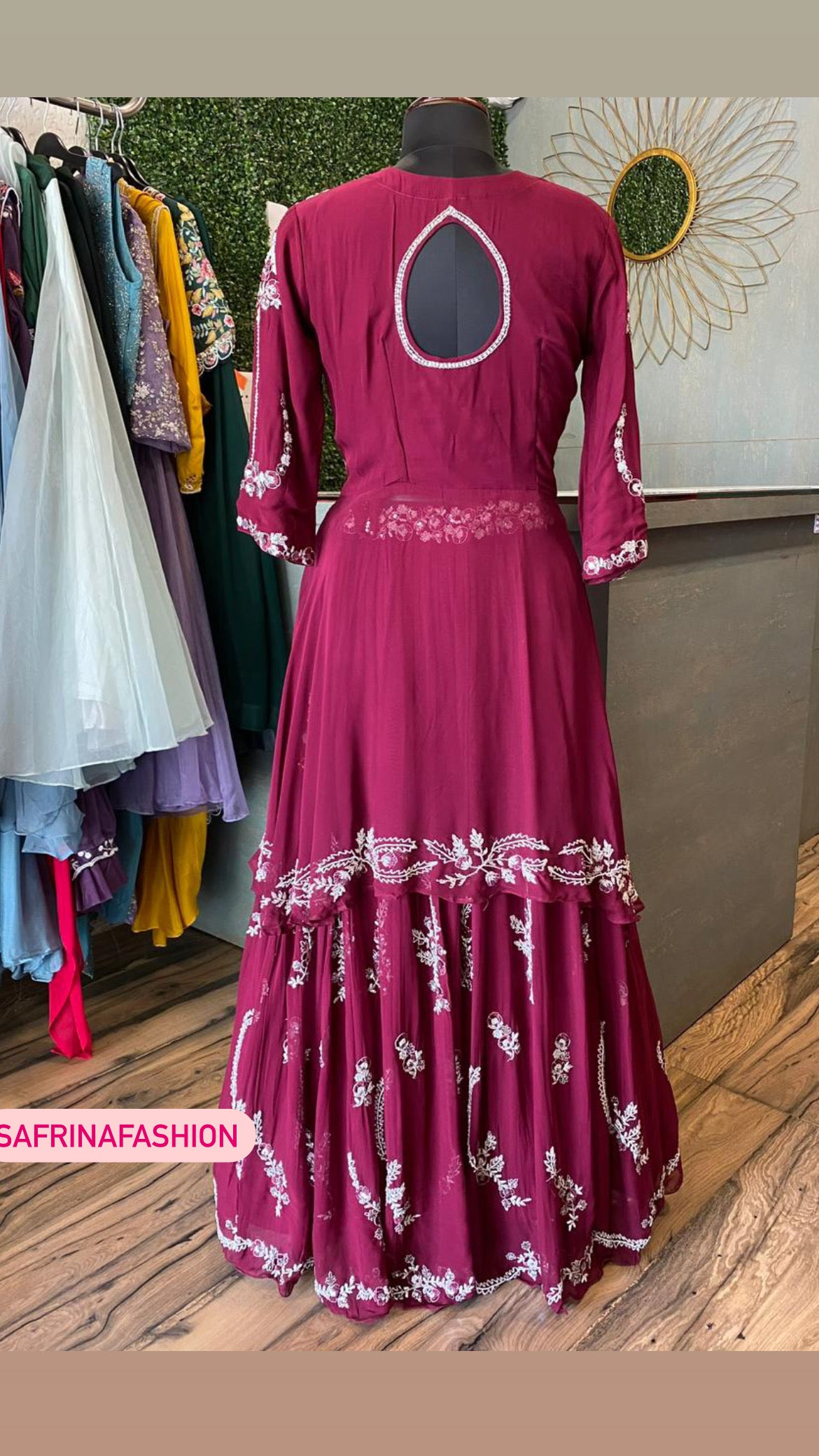 Nishad embroidered gown bridal dress - Saffronfashionindia