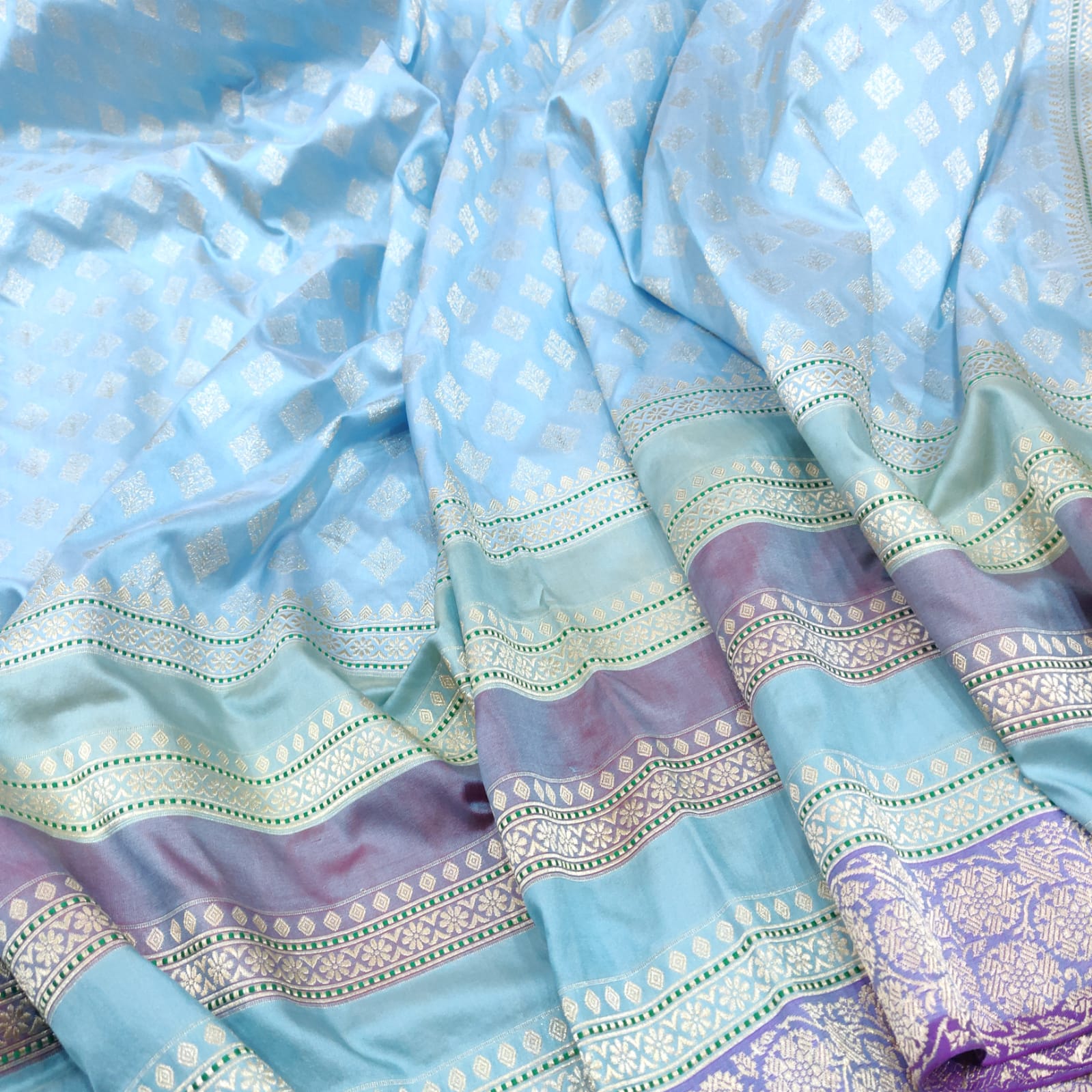 Lavika blue shaded Katan silk saree - Saffronfashionindia