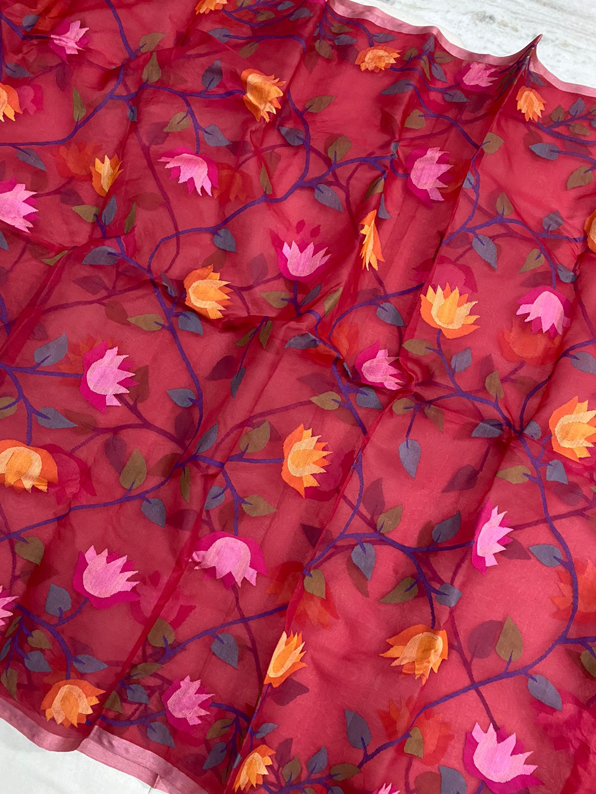 Ranika tantuj jamdani saree - Saffronfashionindia
