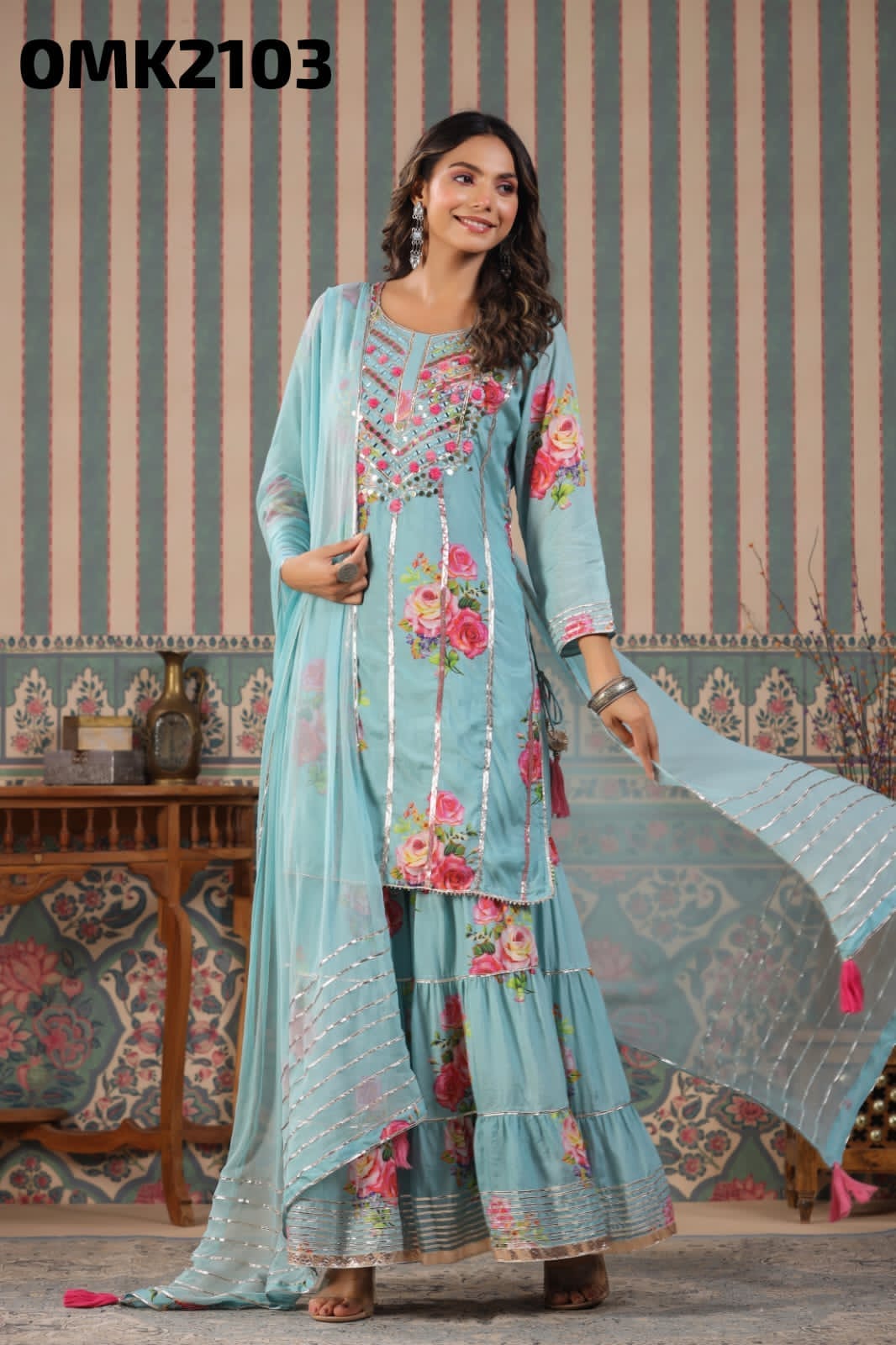 Floral sharara beautiful dress partywear dress - Saffronfashionindia