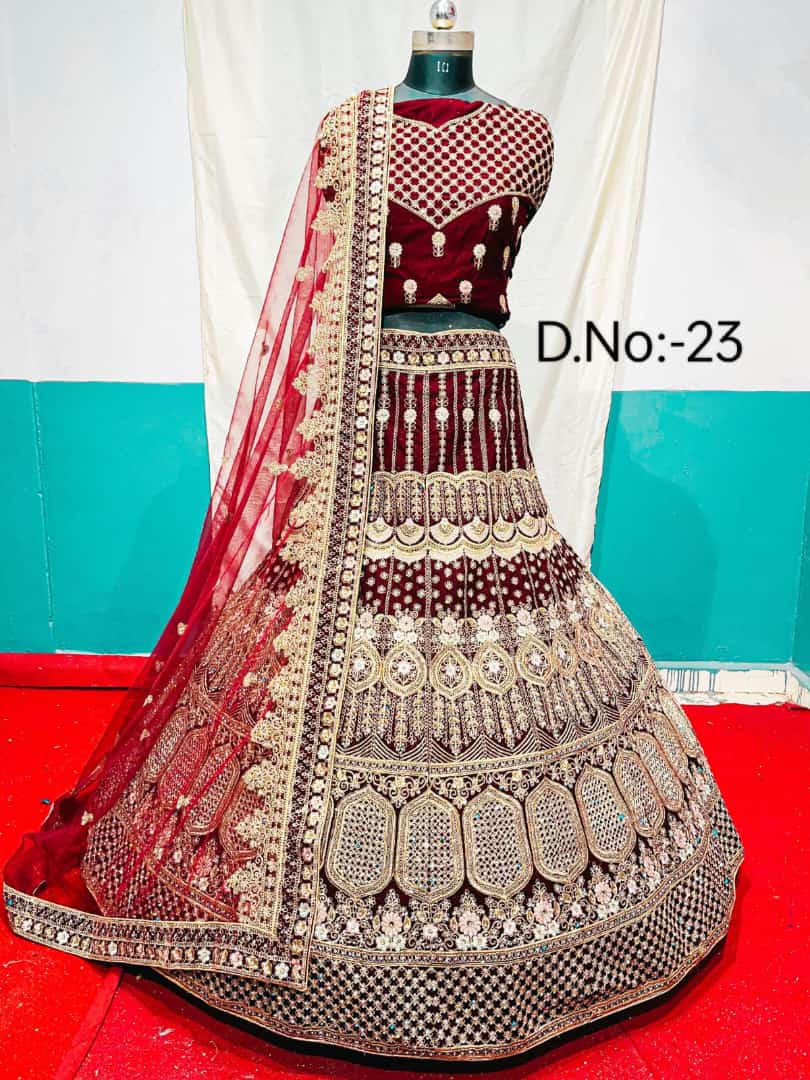 Rubila velvet bridal wedding indian Pakistani lehanga choli - Saffronfashionindia