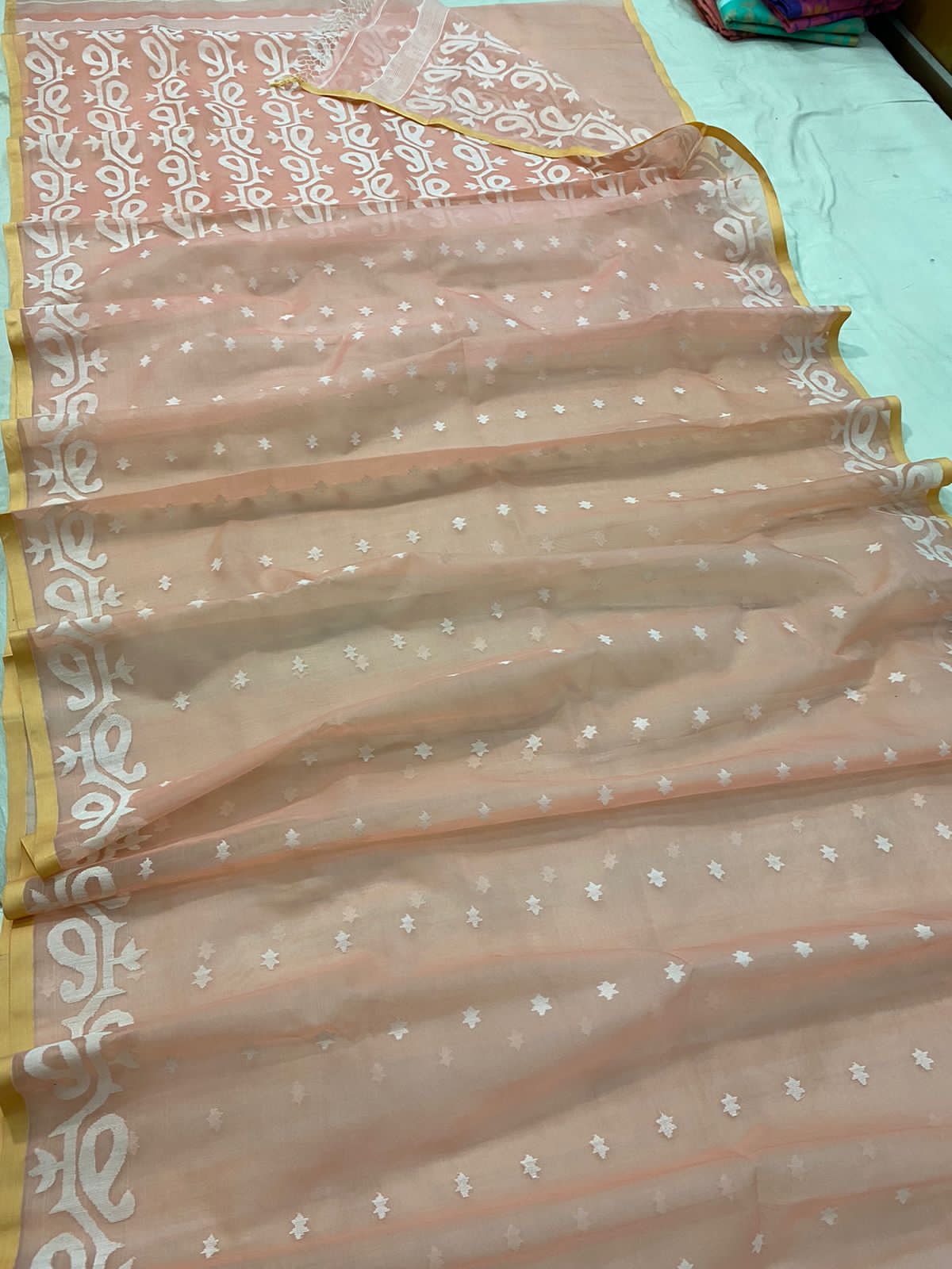 Vanita tantuj muslin jamdani saree - Saffronfashionindia