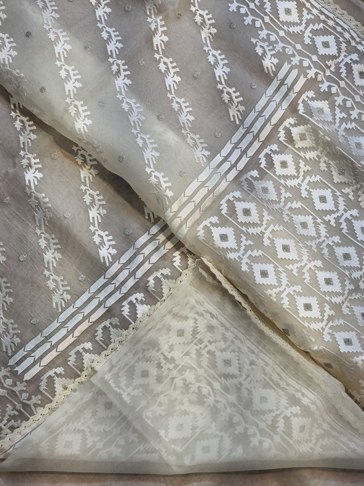 Nivara organza dhakai inspired saree - Saffronfashionindia
