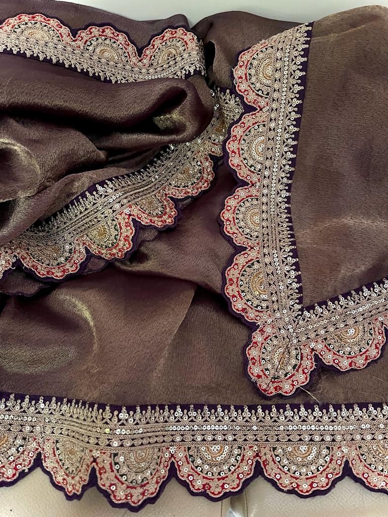 Lima tissue organza partywear saris - Saffronfashionindia