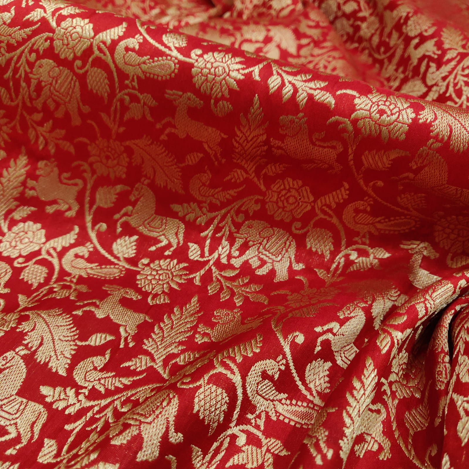 Rivaaz red bridal Katan silk sarees - Saffronfashionindia