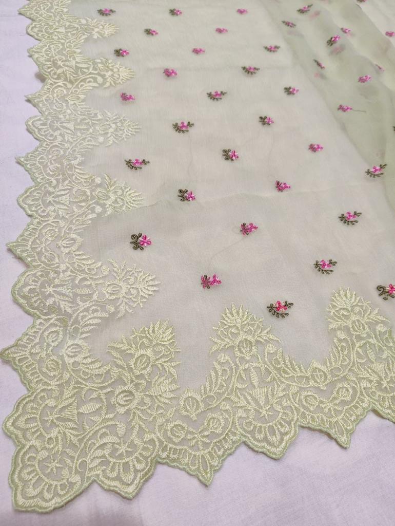 Mohini chiffon embroidery saree - Saffronfashionindia