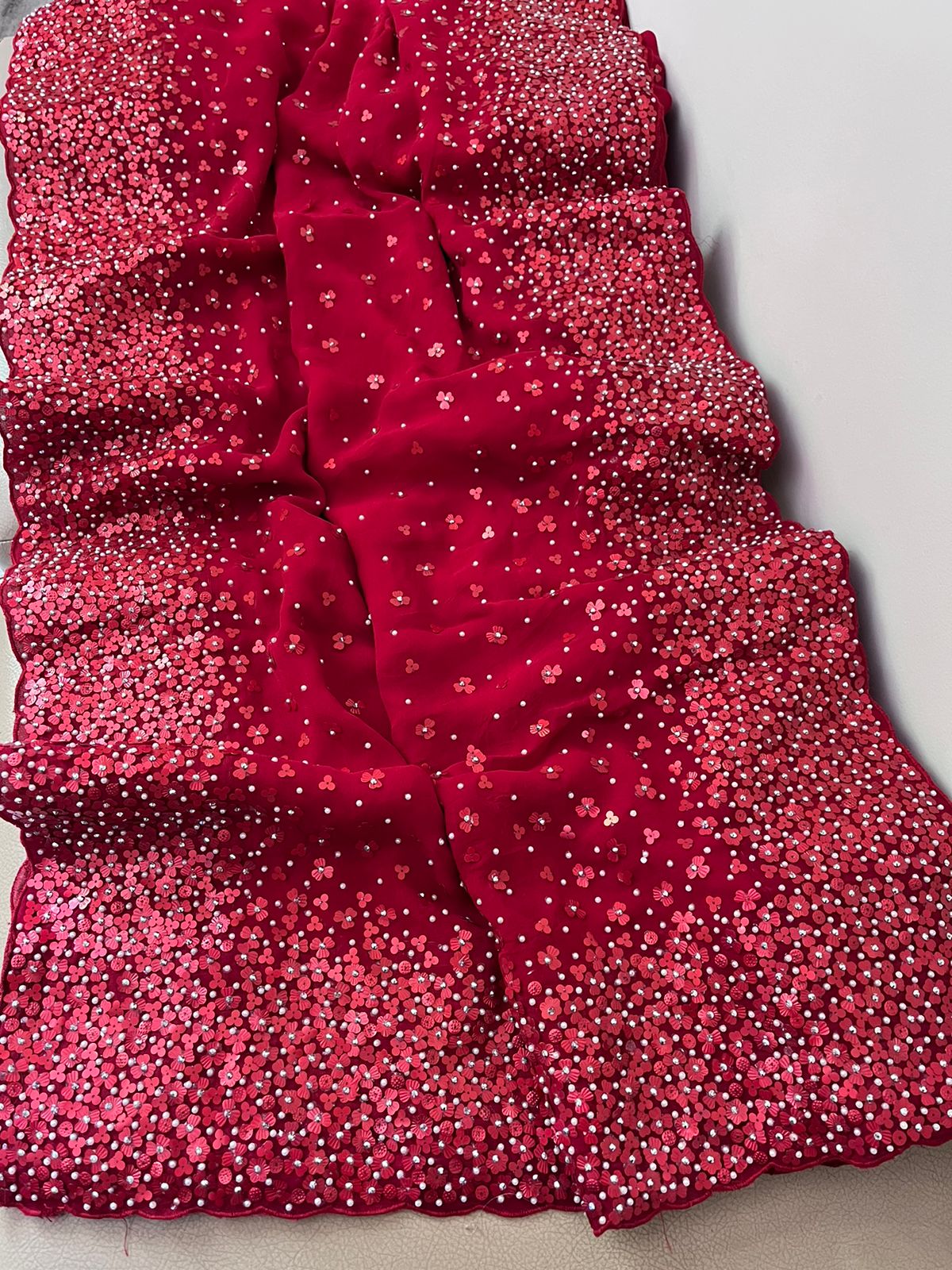 Lihaz gorgette embroidery beautiful sarees - Saffronfashionindia