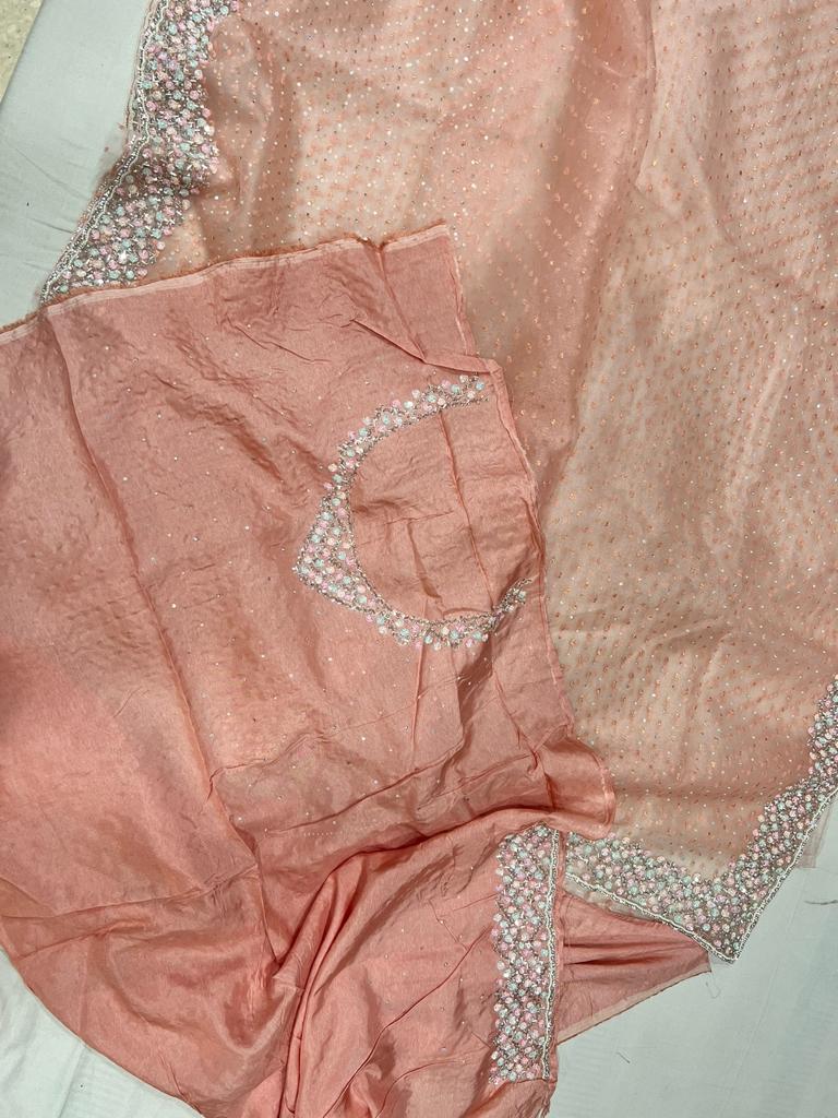 Marjaani cutdana jerkan partywear saree - Saffronfashionindia
