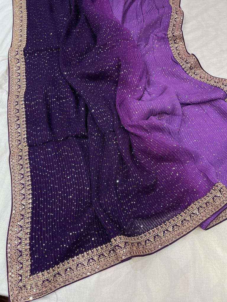 Valia gorgette sequence saree - Saffronfashionindia
