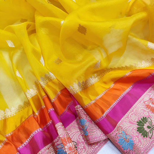 Subesha kora handwoven kadwa saree - Saffronfashionindia