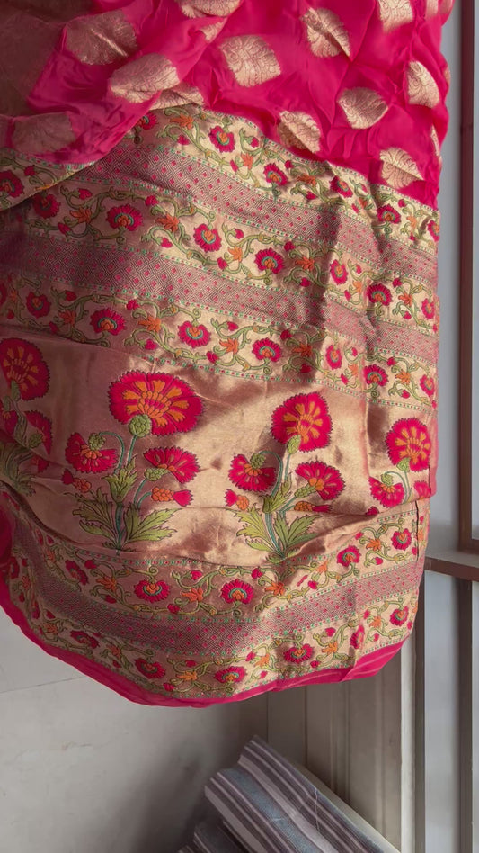 Ramaisha gorgette saree Khaddi gorgette saree Indian sari blouse