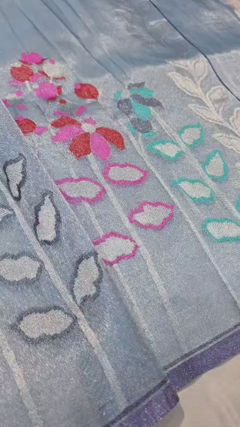 Tissue iktara saree Bengal traditional saree Indian sari blouse