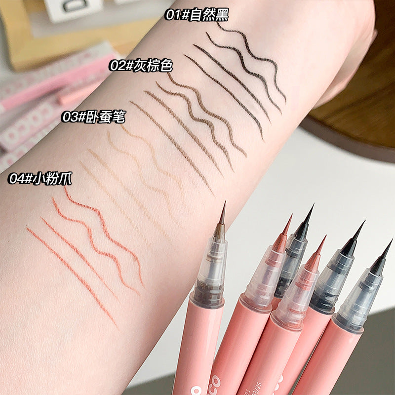 Pinkcoco Finely Carved Ultra-fine Eyeliner Liquid Pen With Ultra-fine Tip Is Waterproof, Long-lasting, Quick-drying And Does Not Smudge Eyelashes Silkworm Pen - Saffronfashionindia