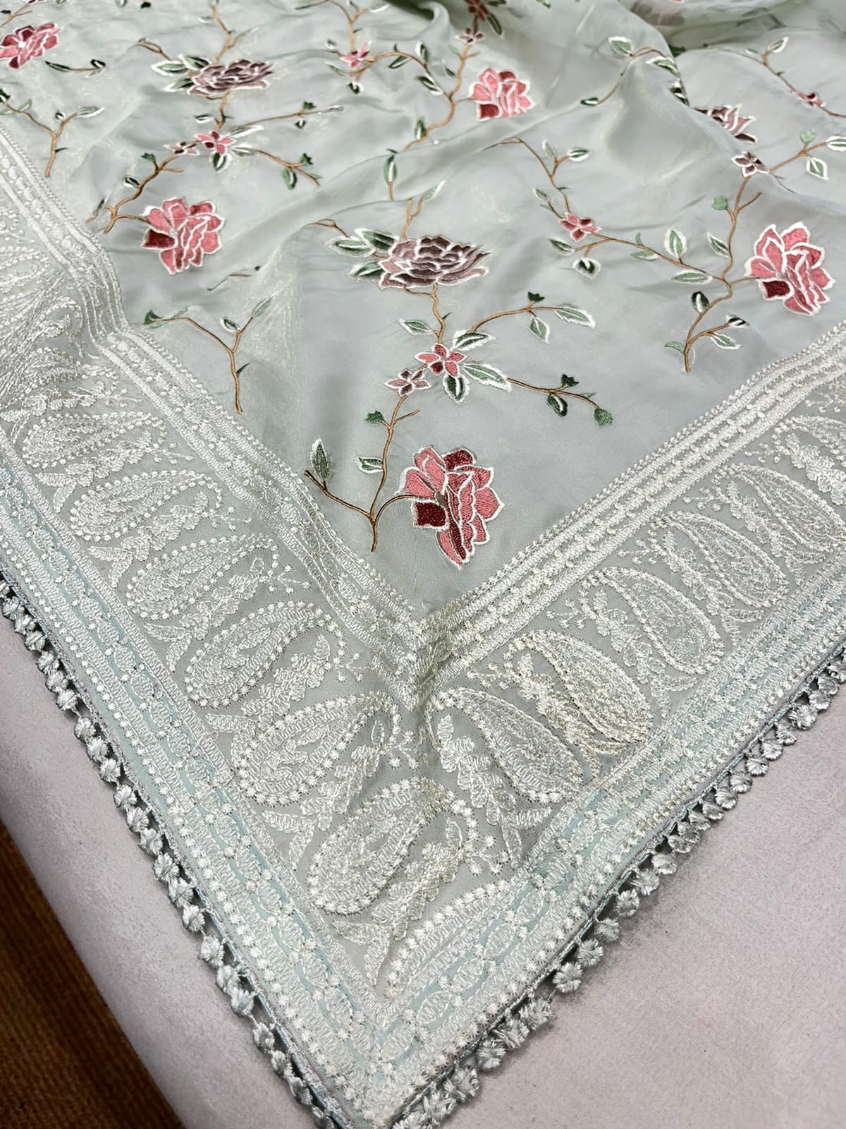 Naisha organza Chikankari saree - Saffronfashionindia