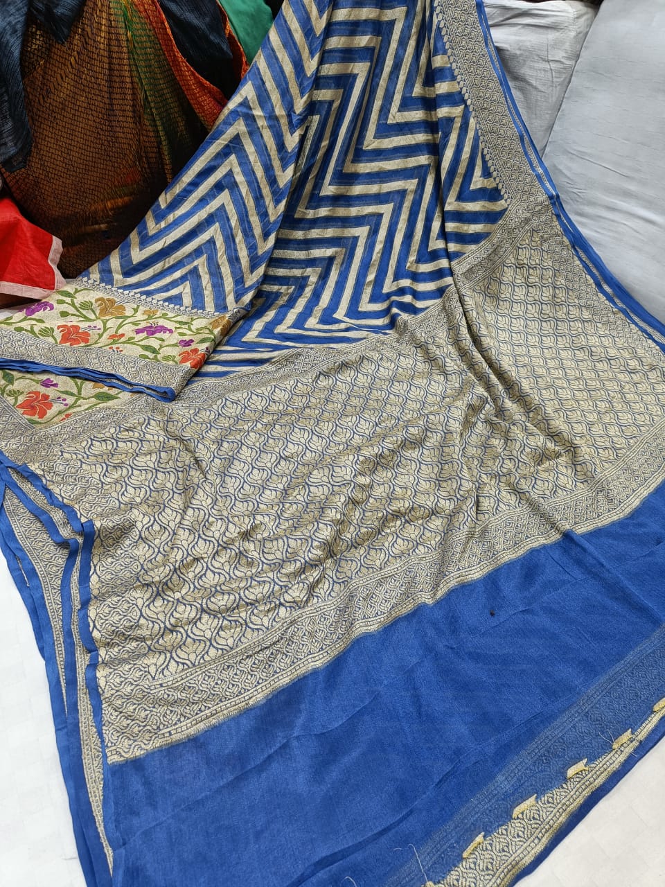 Zig zag inspired striped saree - Saffronfashionindia