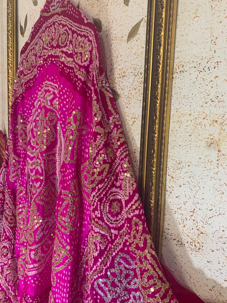 Exclusive pink gajji  embroidered dupatta - Saffronfashionindia