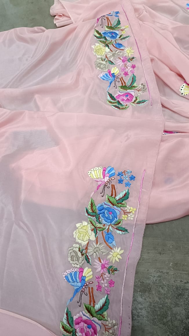 Pink beautiful Parsi gara saree - Saffronfashionindia