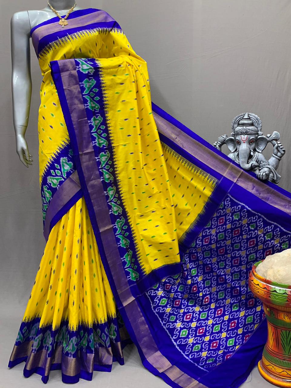 Ikkat Indian saree women sari blouse - Saffronfashionindia