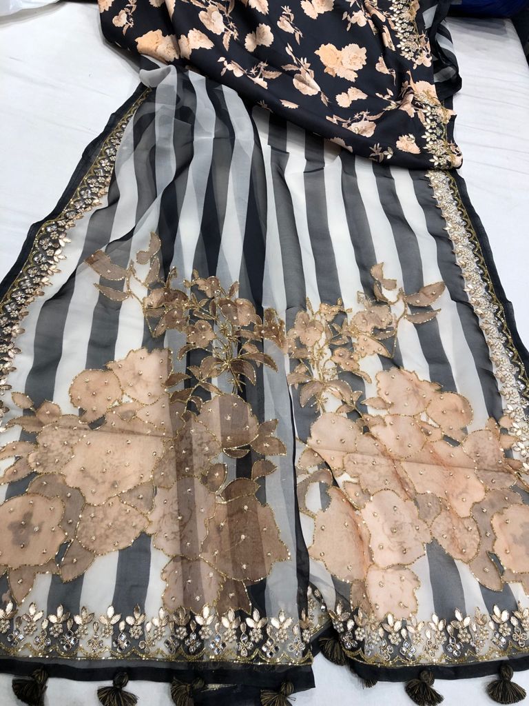 Organza digital printed saree - Saffronfashionindia