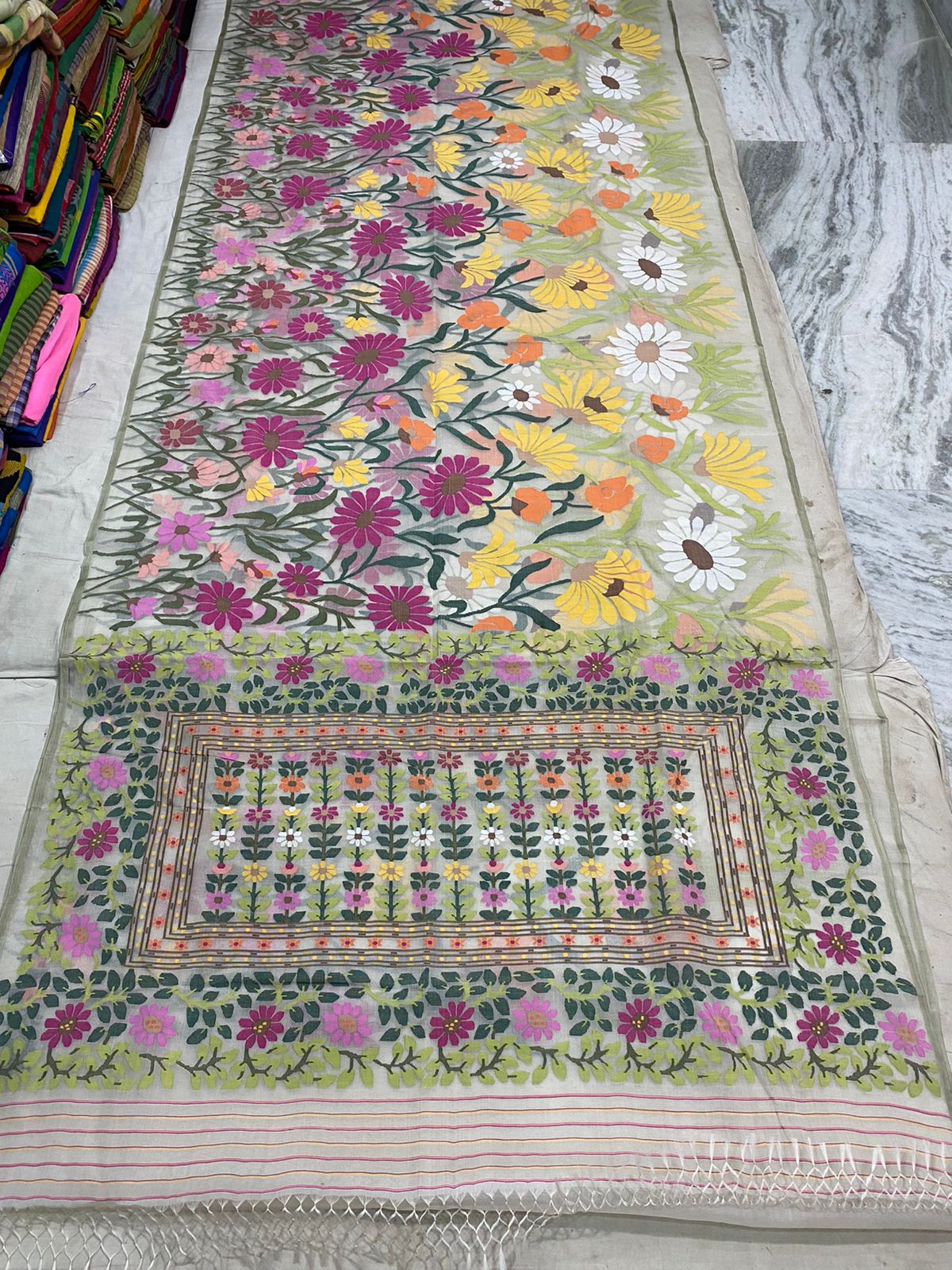 Janhana handwoven jamdani saree - Saffronfashionindia