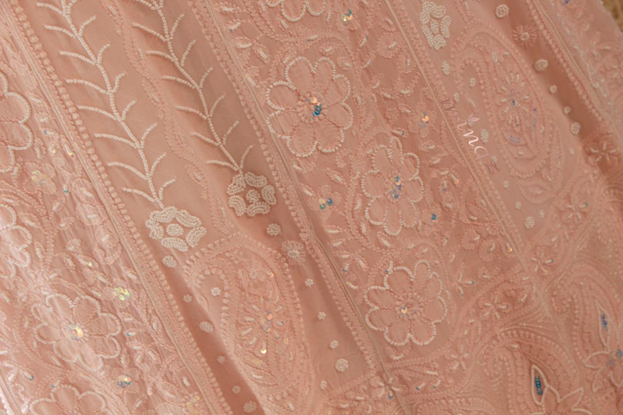 Authentic Anarkali Chikankari suit - Saffronfashionindia