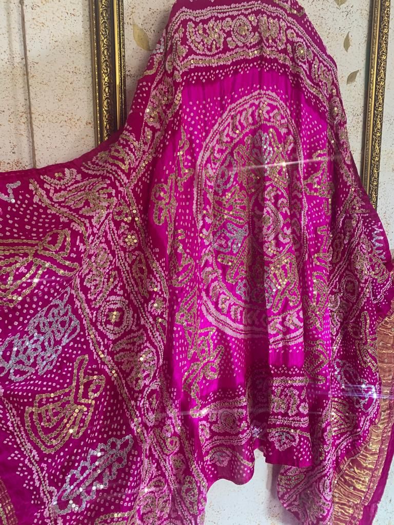 Exclusive pink gajji  embroidered dupatta - Saffronfashionindia